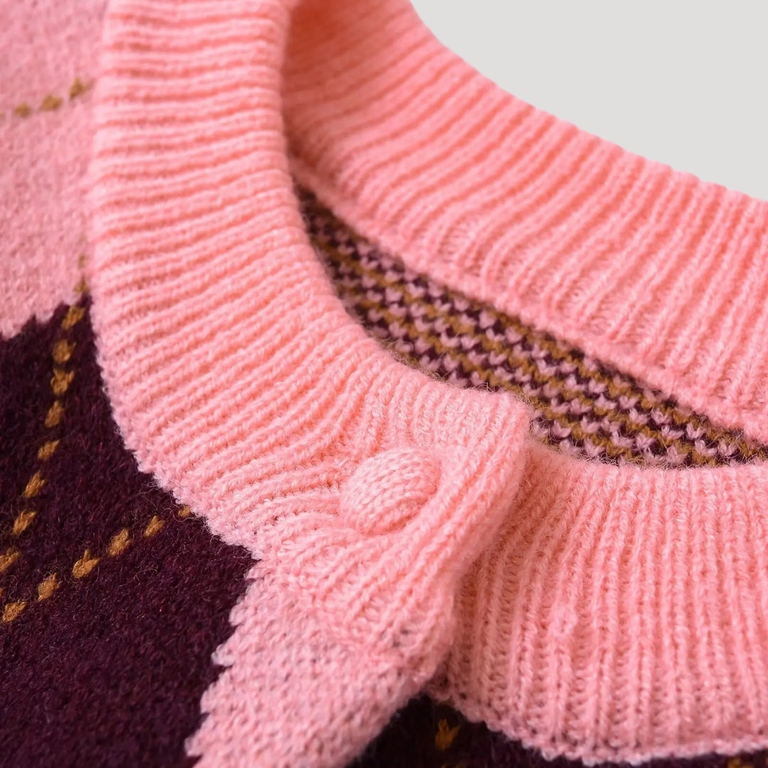 Damen-Strickjacke aus Argyle-Strick mit verkürzter Passform