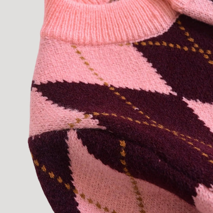 Damen-Strickjacke aus Argyle-Strick mit verkürzter Passform