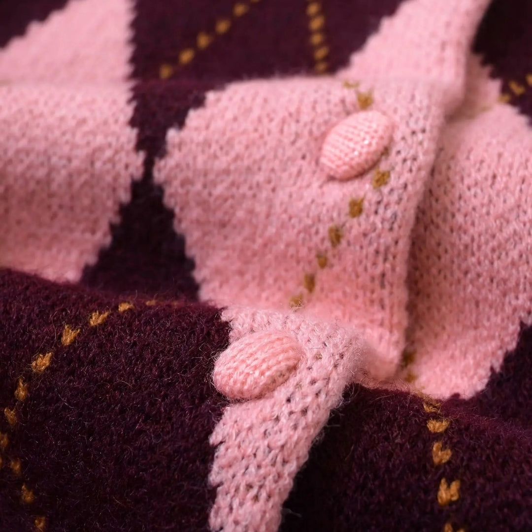 Damen-Strickjacke aus Argyle-Strick mit verkürzter Passform