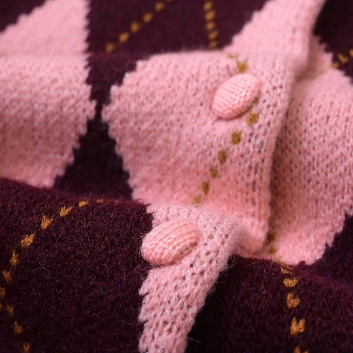 Damen-Strickjacke aus Argyle-Strick mit verkürzter Passform