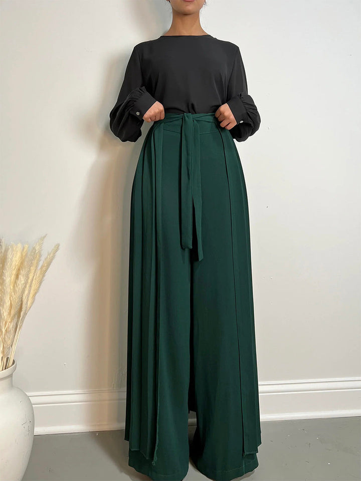 Women's Pleated Overskirt Pants Set - Clearance Sale