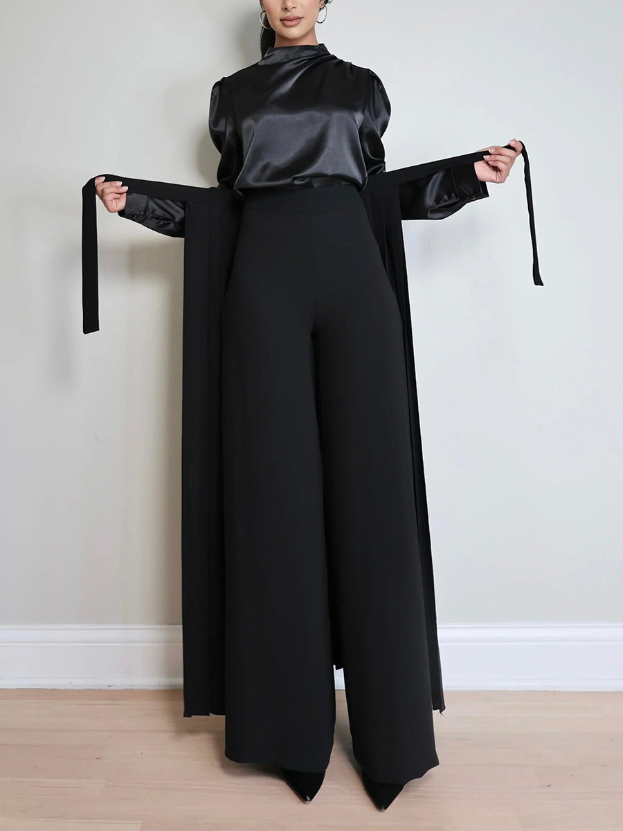 Women's Pleated Overskirt Pants Set - Clearance Sale