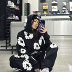 Denim Printed Tracksuit Set for Men & Women – Casual Streetwear Outfit