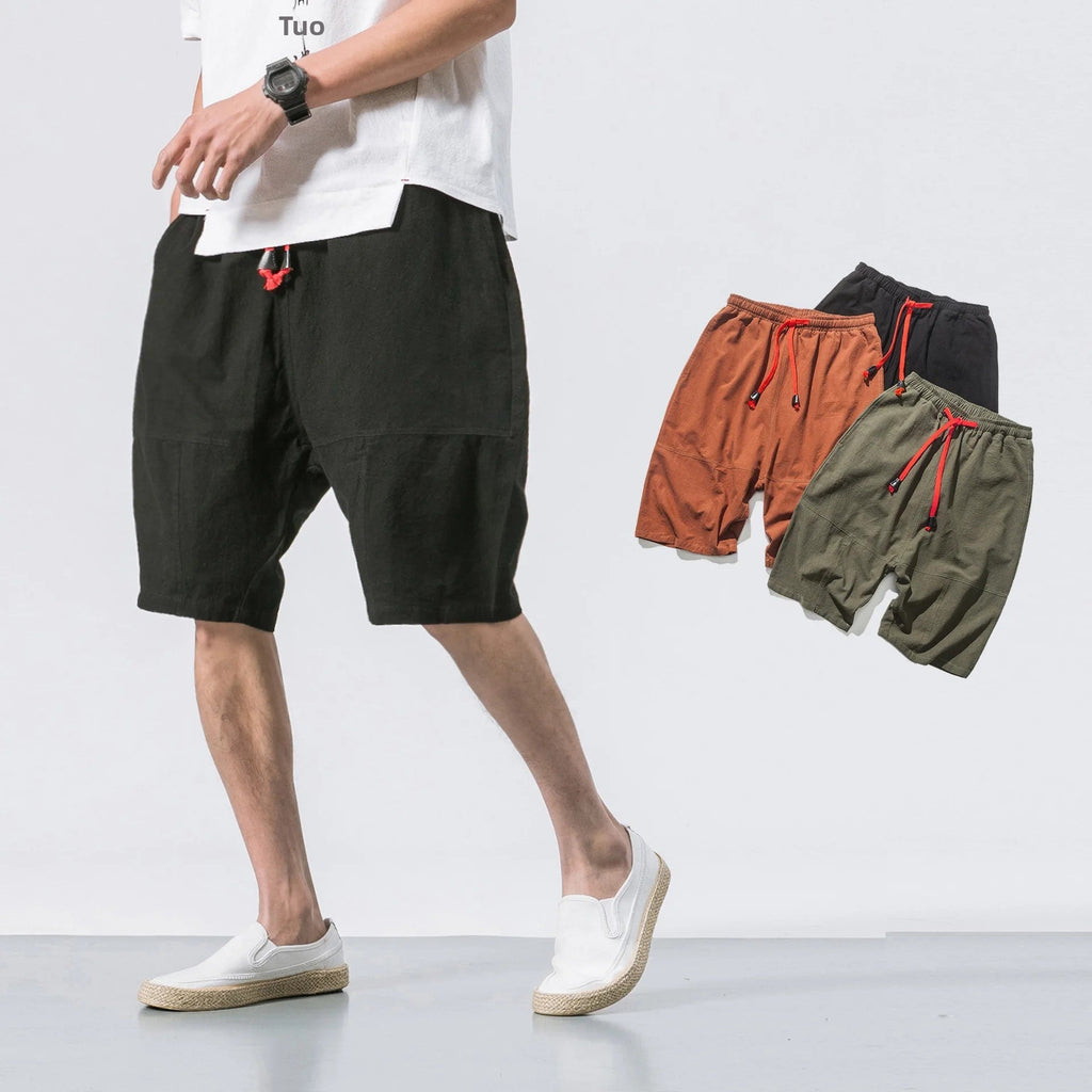 Relaxed Linen Shorts With Drawstring For Summer Comfort