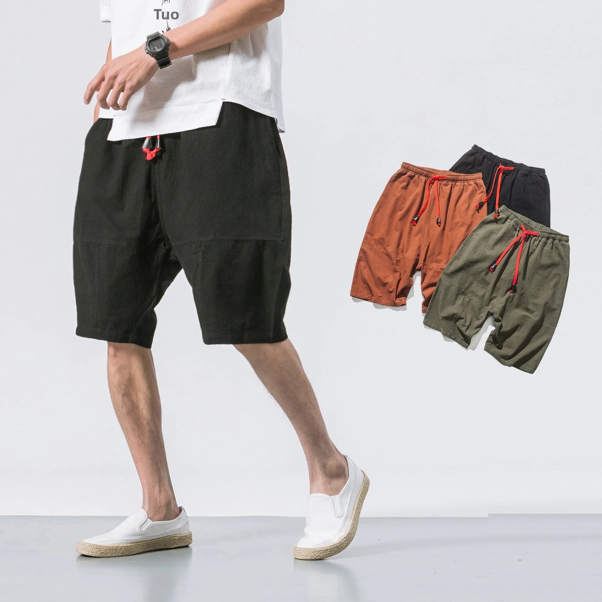 Relaxed Linen Shorts With Drawstring For Summer Comfort