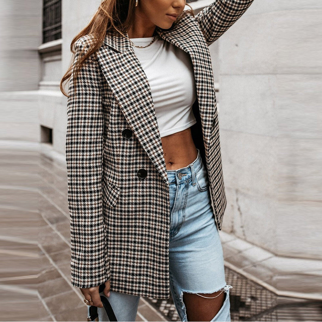 Classic Plaid Tailored Blazer-MODAUTLET