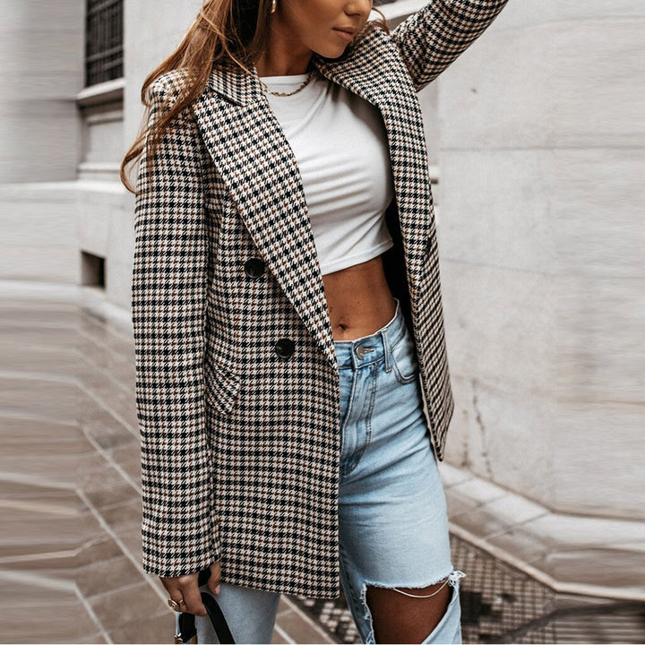 Classic Plaid Tailored Blazer-MODAUTLET