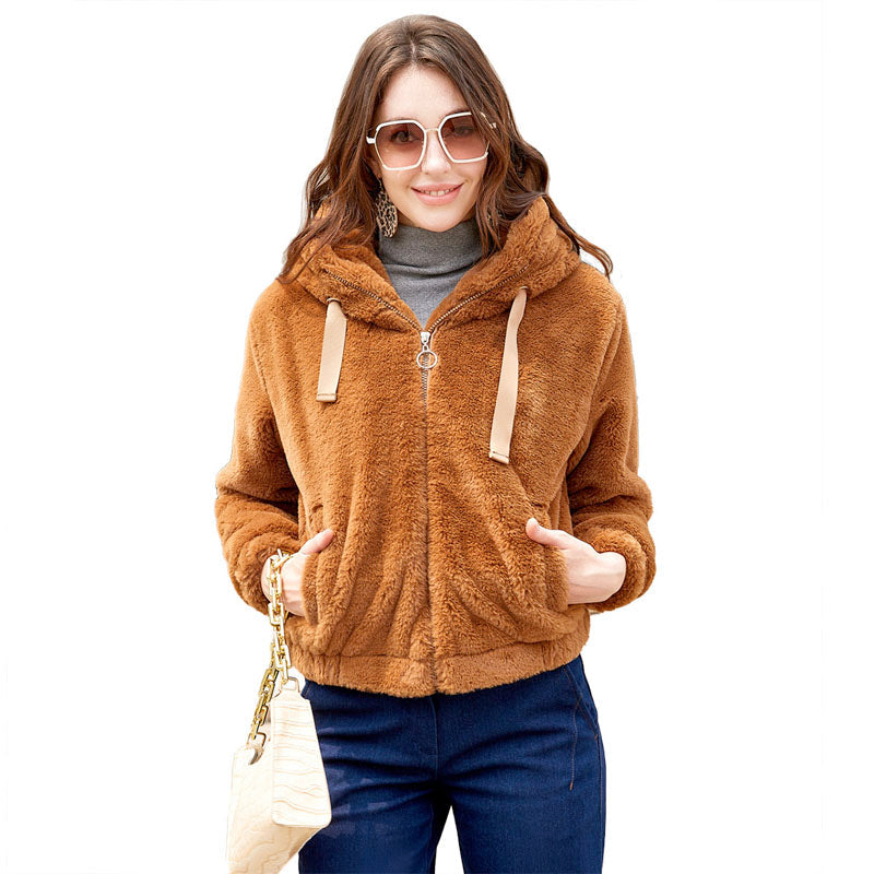 Women Eco Fur Hooded Jacket For Winter Warmth And Style