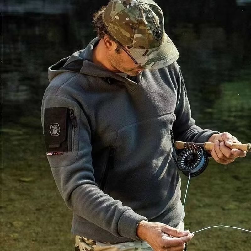 Multi Pocket Tactical Fleece Hoodie For Outdoor Adventures