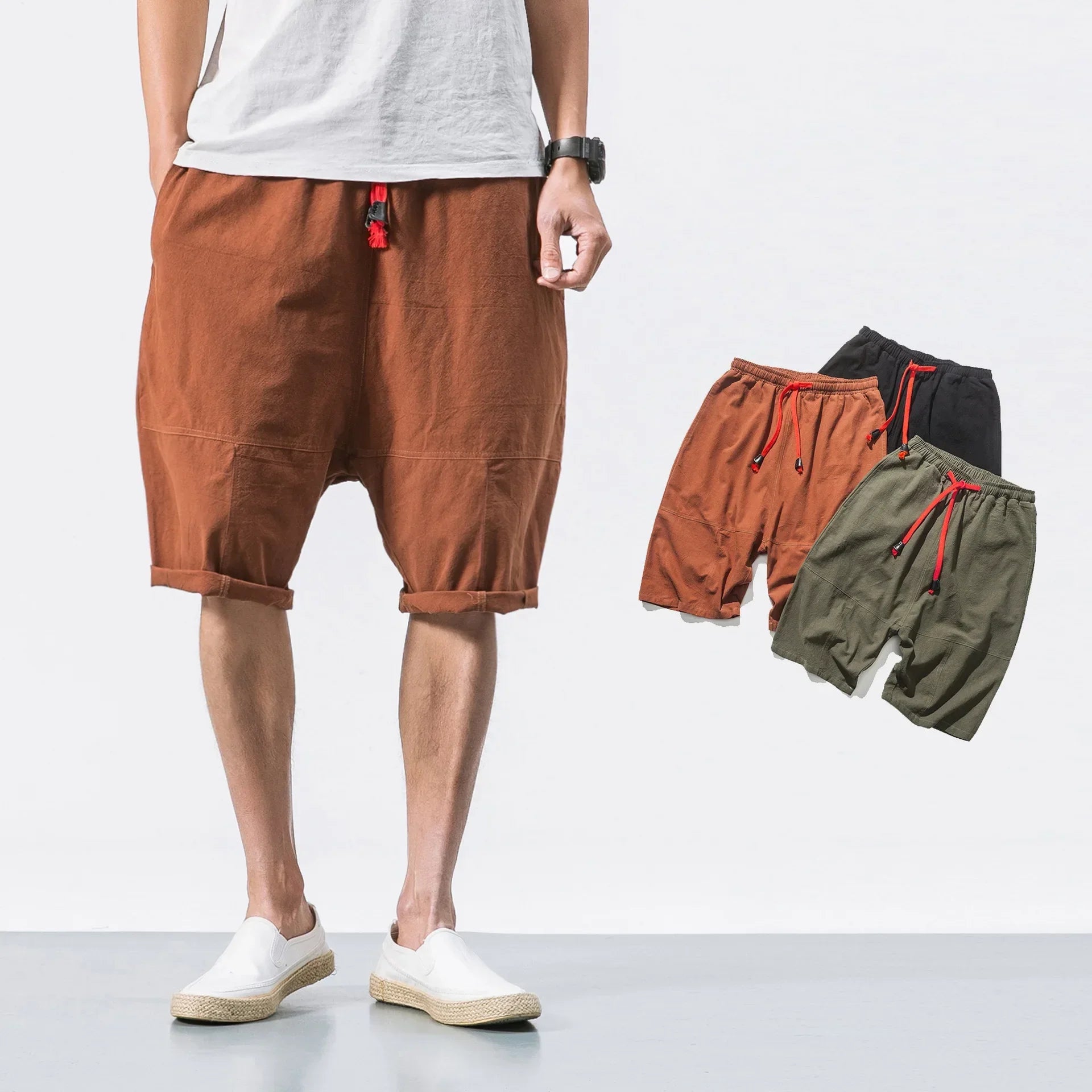Relaxed Linen Shorts With Drawstring For Summer Comfort