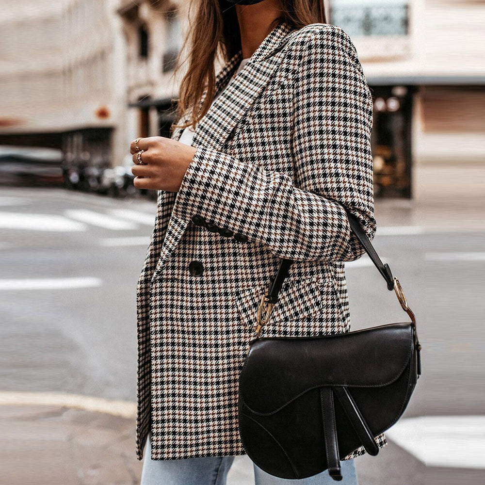 Classic Plaid Tailored Blazer-MODAUTLET