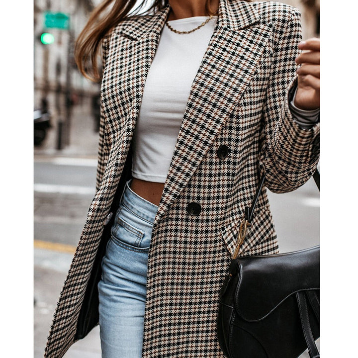 Classic Plaid Tailored Blazer-MODAUTLET