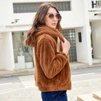 Women Eco Fur Hooded Jacket For Winter Warmth And Style
