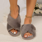 Women's Cozy Plush Open Toe Fuzzy Home Slippers