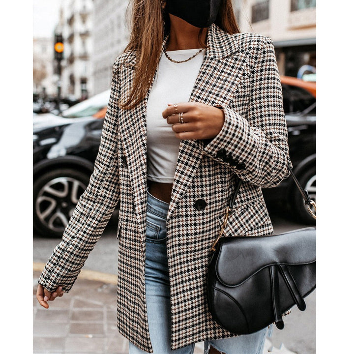 Classic Plaid Tailored Blazer-MODAUTLET