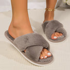 Women's Cozy Plush Open Toe Fuzzy Home Slippers