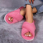Women's Cozy Plush Open Toe Fuzzy Home Slippers
