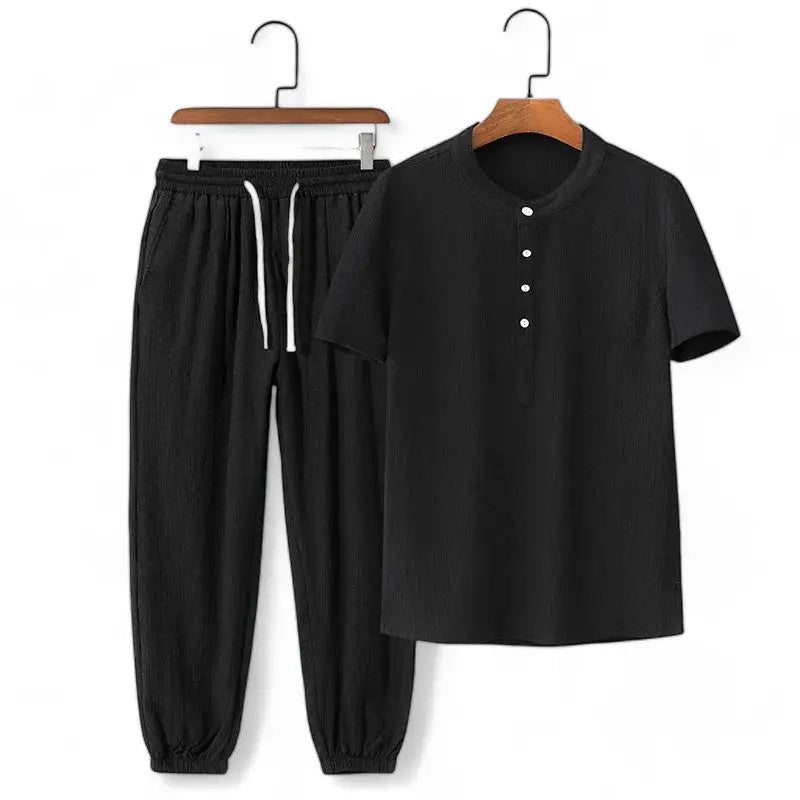 Stylish Two-Piece Casual Set Black