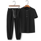 Stylish Two-Piece Casual Set Black