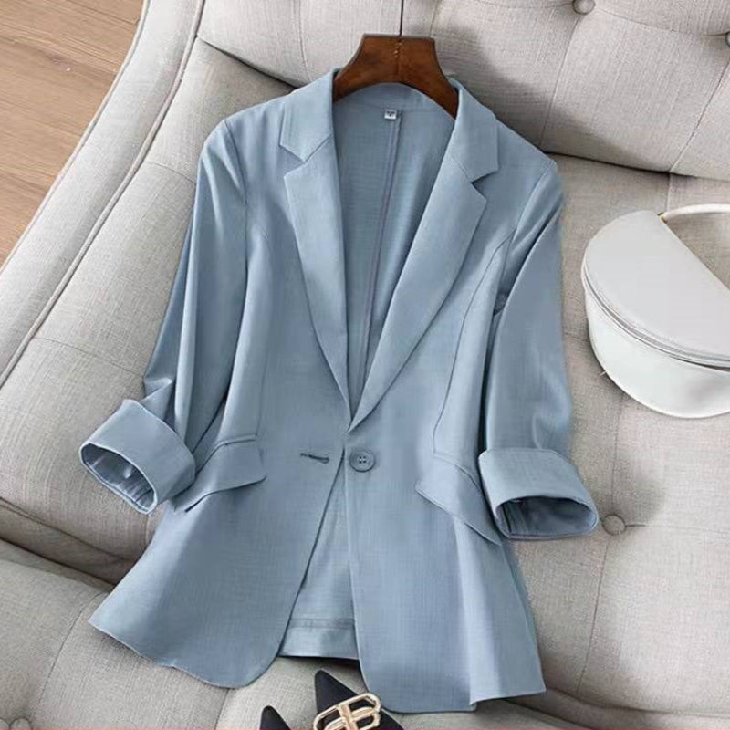 Clara Linen Blazer – Elegant Lightweight Tailored Fit Blue