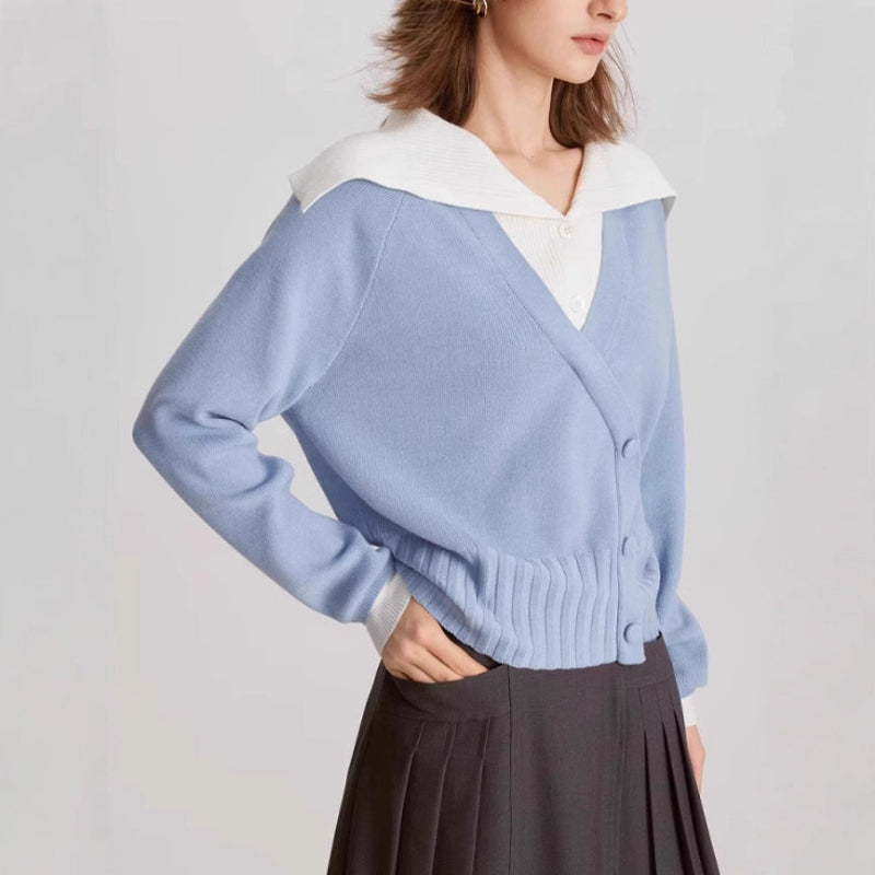 Women's Cozy Cropped Collared Wrap Cardigan Sweater