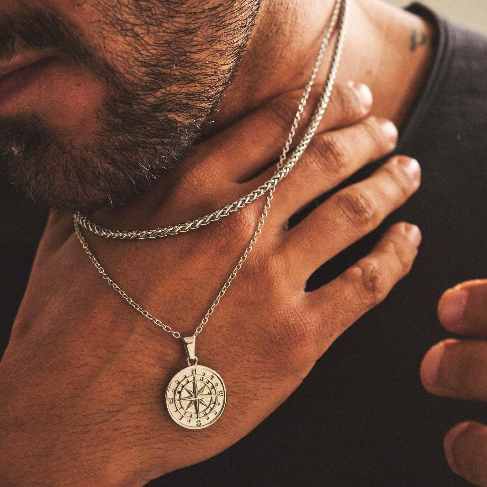 Compass Pendant Necklace - Stylish and Unique Design Silver