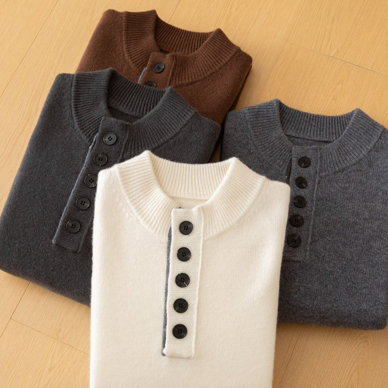 Men's Regular Fit Henley Sweater - Comfortable Casual Wear