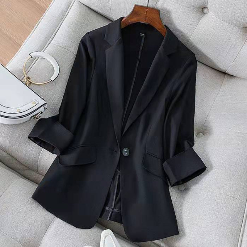 Clara Linen Blazer – Elegant Lightweight Tailored Fit Black