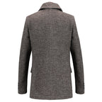 Men's Thigh-Length Layered Button Front Overcoat – Classic & Stylish Comfort
