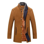 Stand Collar Wool Coat for Men Brown