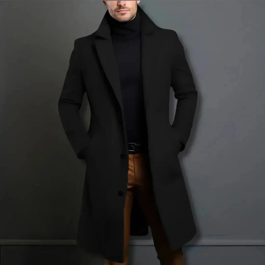Tailored Longline Wool Overcoat Black