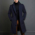 Tailored Longline Wool Overcoat Navy