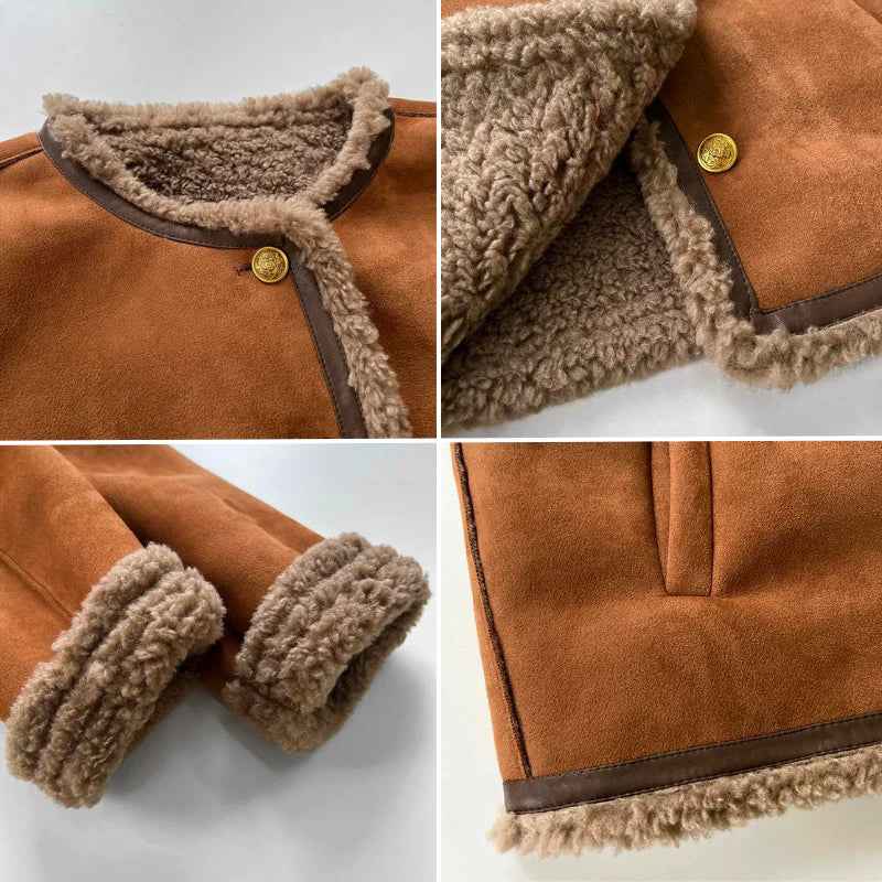 Women Winter Shearling Jacket Warm Luxury Insulated Coat