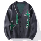 V-Neck Button-Down Cardigan for Women Gray