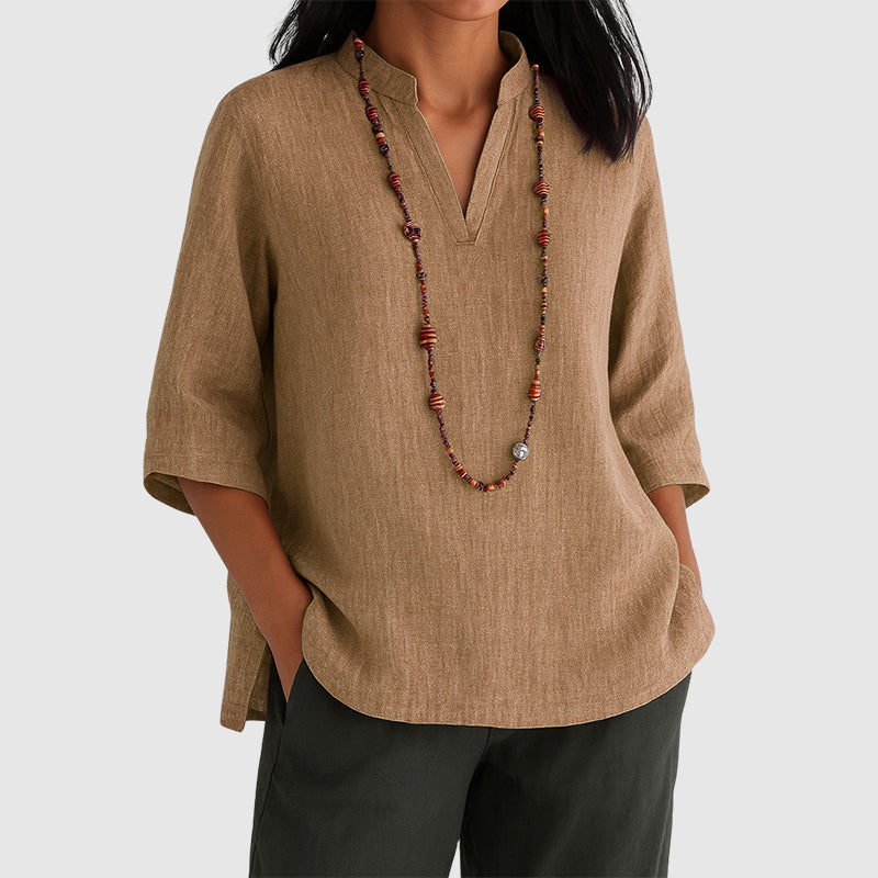 Megan | Women's Relaxed Fit Side-Slit Tunic Top-MODAUTLET