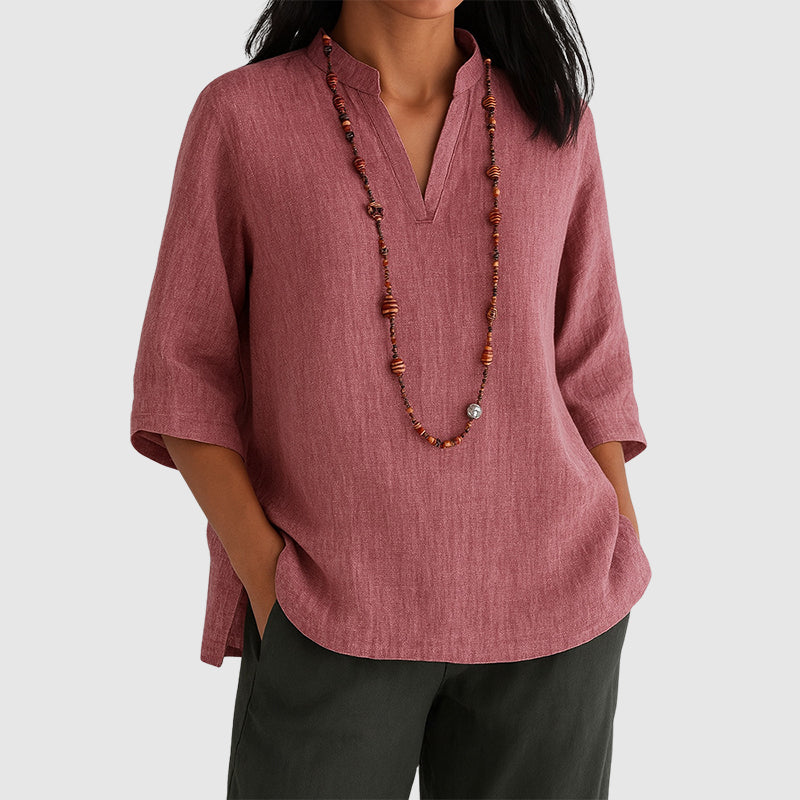 Megan | Women's Relaxed Fit Side-Slit Tunic Top-MODAUTLET