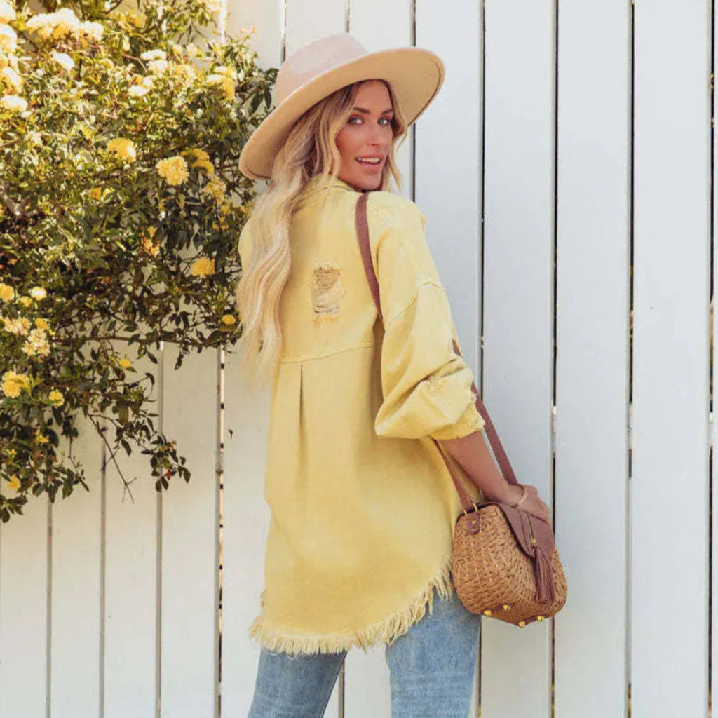 Distressed Denim Jacket for Trendy Style