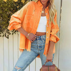Distressed Denim Jacket for Trendy Style Orange