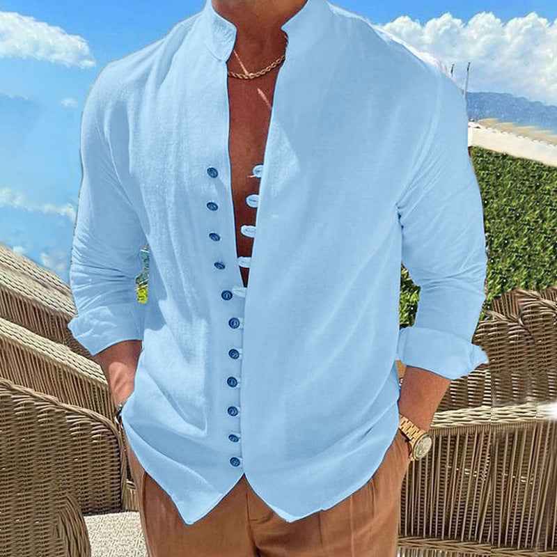 Men's Long-sleeved Shirt Sky Blue