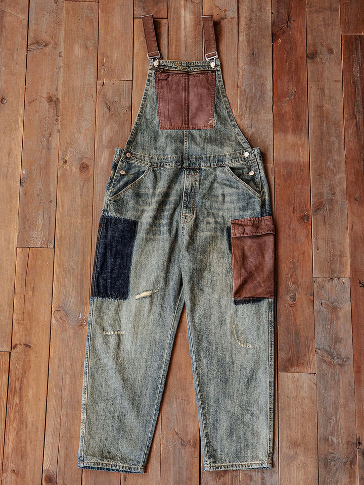 Men's Contrast Denim Overalls for Stylish Casual Wear