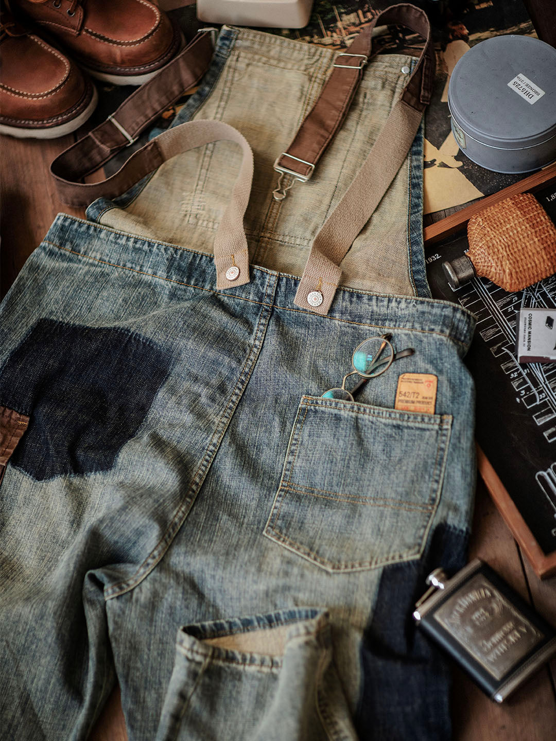 Men's Contrast Denim Overalls for Stylish Casual Wear