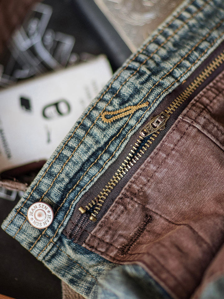 Men's Contrast Denim Overalls for Stylish Casual Wear