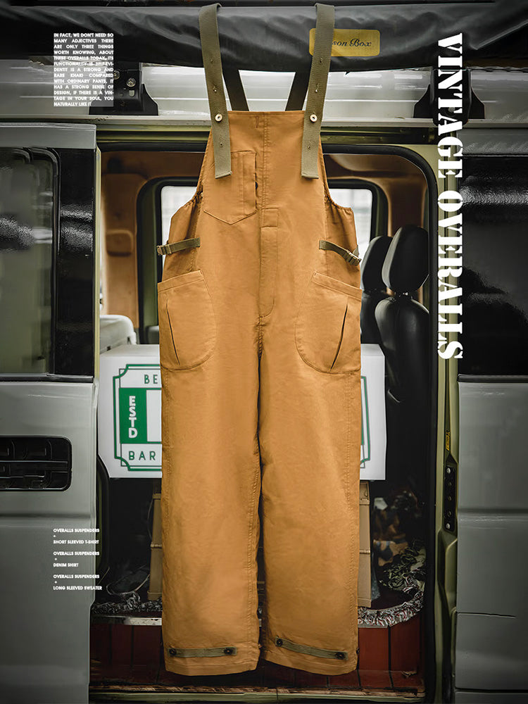 Men's Loose Stretch Overalls with Distinctive Pocket Design