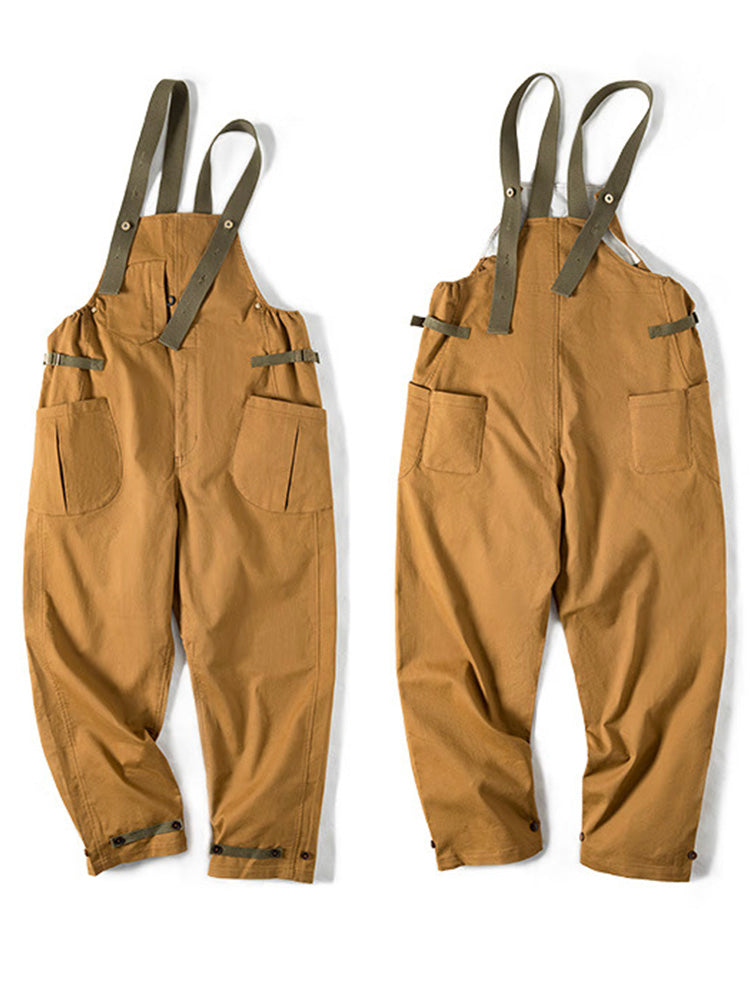 Men's Loose Stretch Overalls with Distinctive Pocket Design