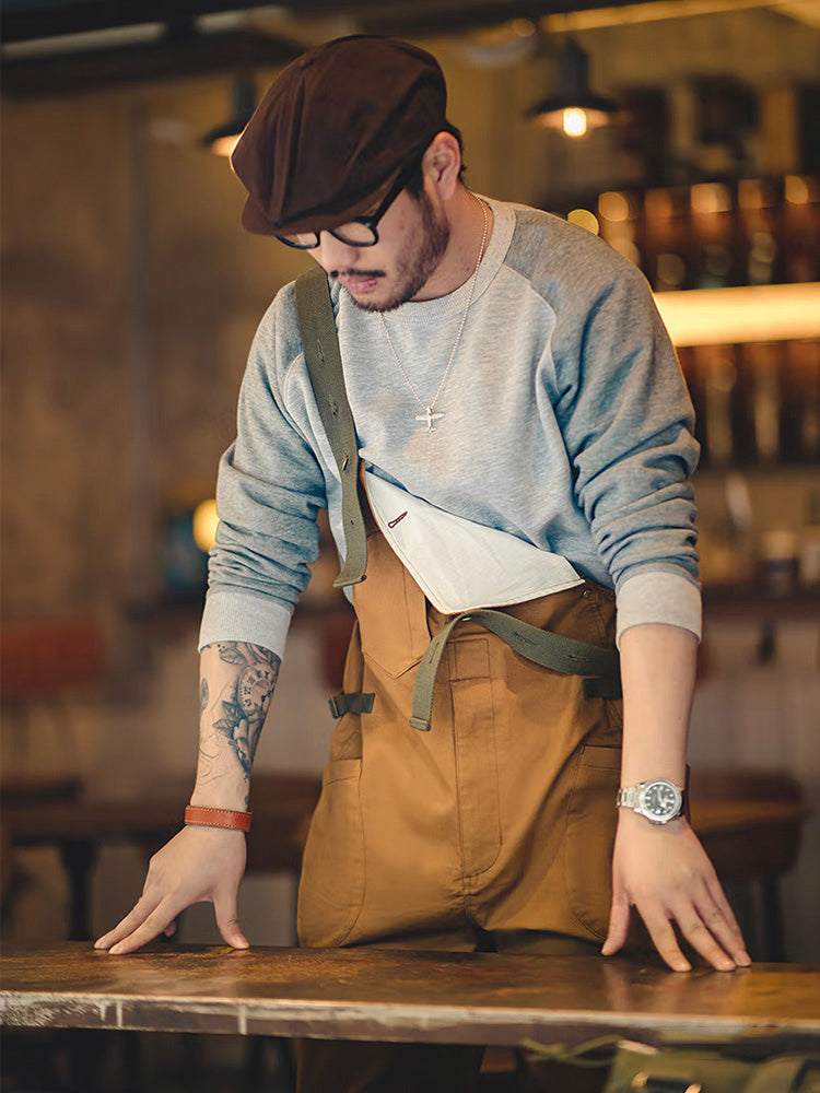 Men's Loose Stretch Overalls with Distinctive Pocket Design