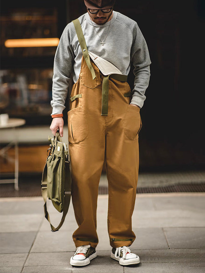 Men's Loose Stretch Overalls with Distinctive Pocket Design