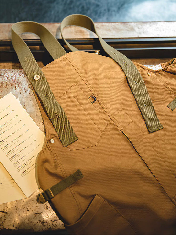Men's Loose Stretch Overalls with Distinctive Pocket Design