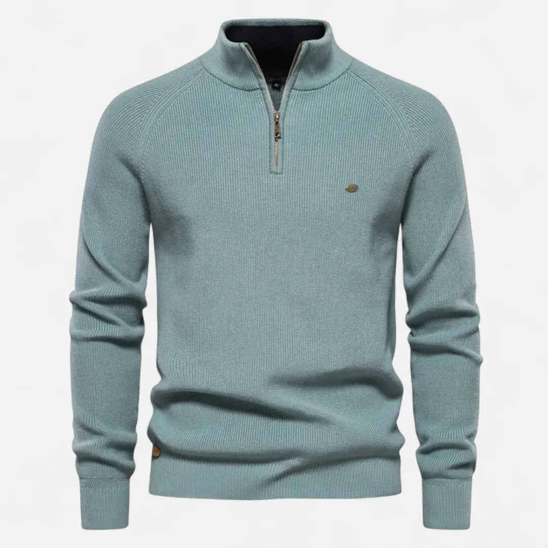 Men's Half-Zip Cotton Knit Pullover-MODAUTLET