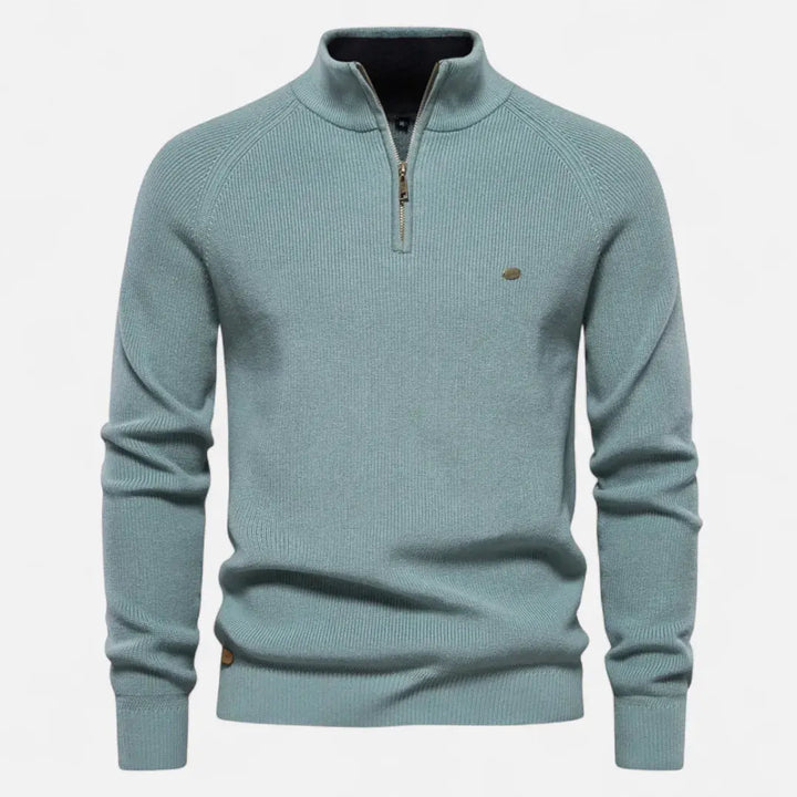 Men's Half-Zip Cotton Knit Pullover-MODAUTLET
