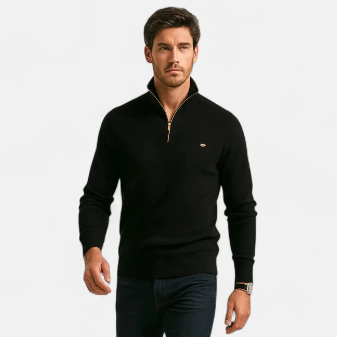 Men's Half-Zip Cotton Knit Pullover-MODAUTLET